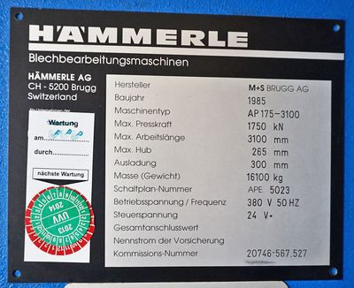 Hämmerle AP175-3100 - Hydraulische Abkantpresse