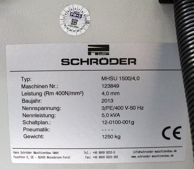 Schröder MHSU 1500/4,0 - Motorische Tafelschere