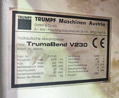Trumpf TrumaBend V230 - Hydraulische Abkantpresse